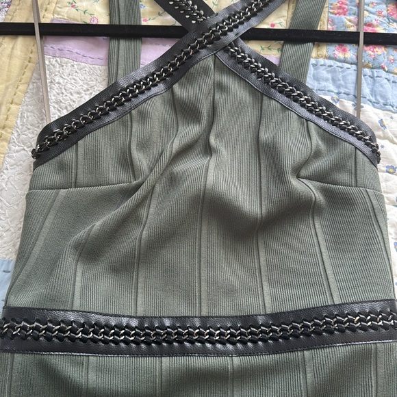 Topshop green leather chain embellished dress - Picture 5 of 12